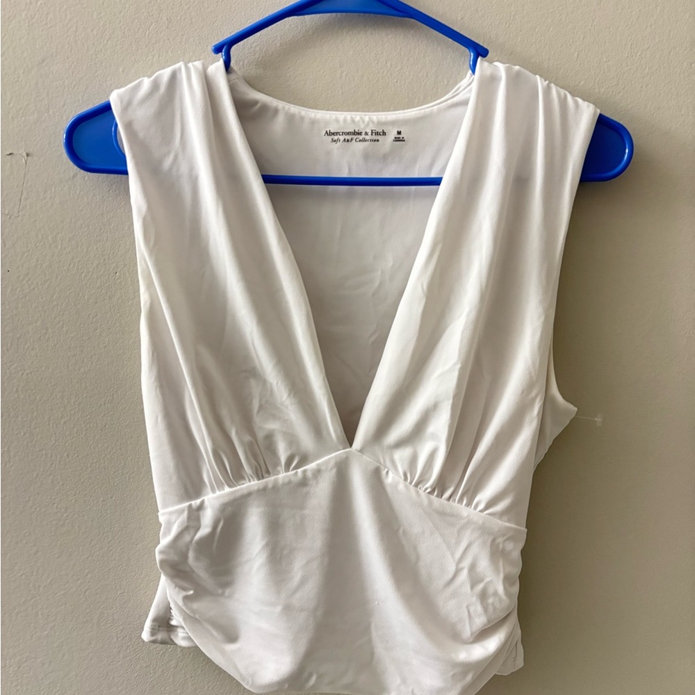 Abercrombie & Fitch White V-Neck Bodysuit